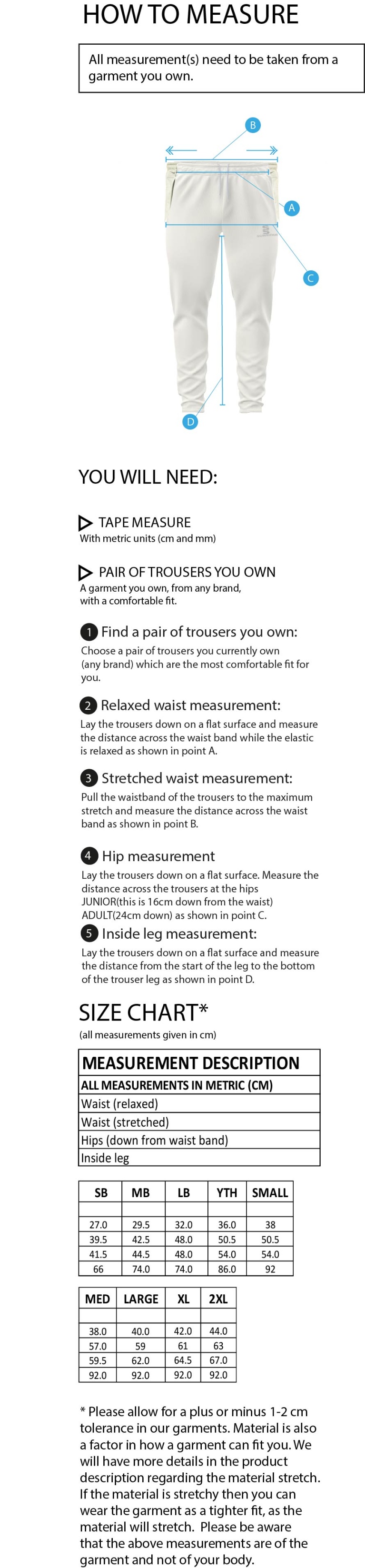 Brown Cow Rounders Blade Playing Pants : Black - Size Guide