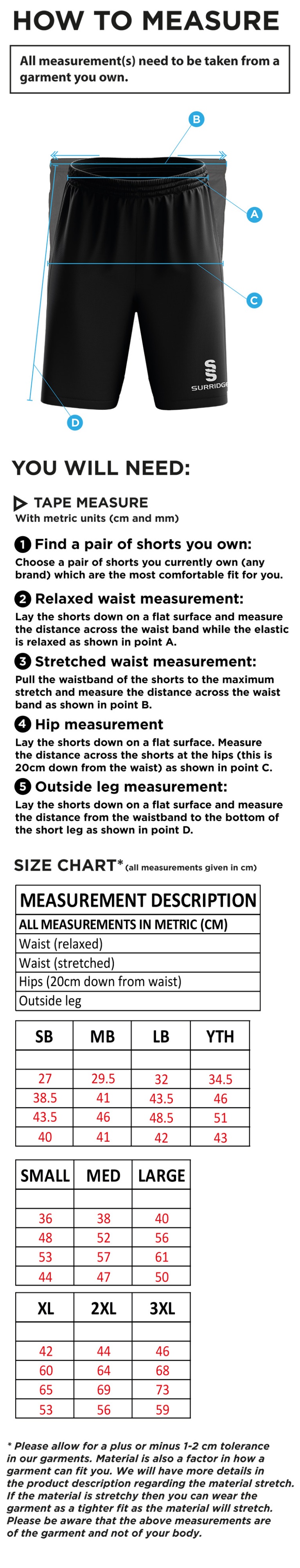 Brown Cow Rounders Blade Shorts : Black - Size Guide