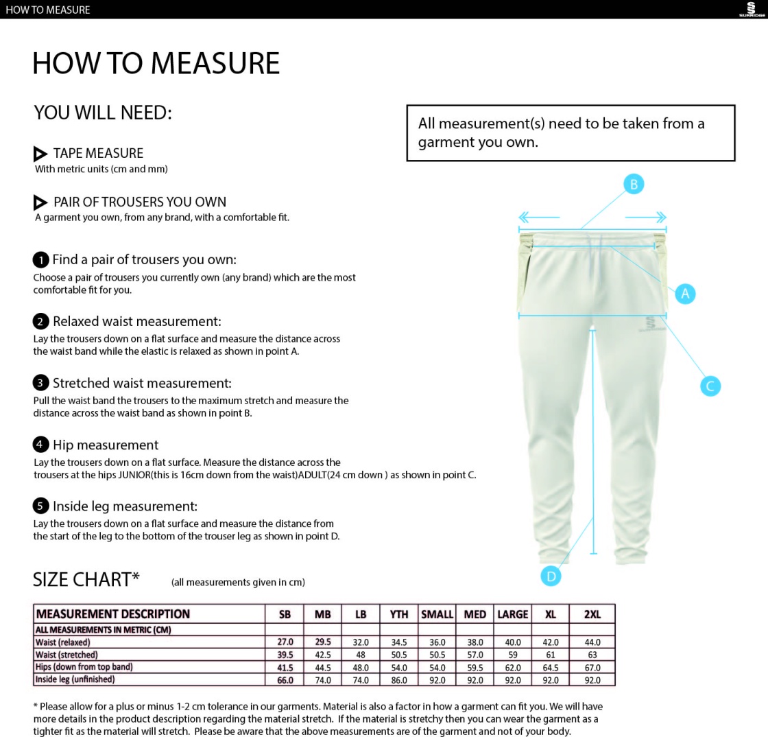 Brown Cow Rounders Blade Playing Pants : Black - Size Guide