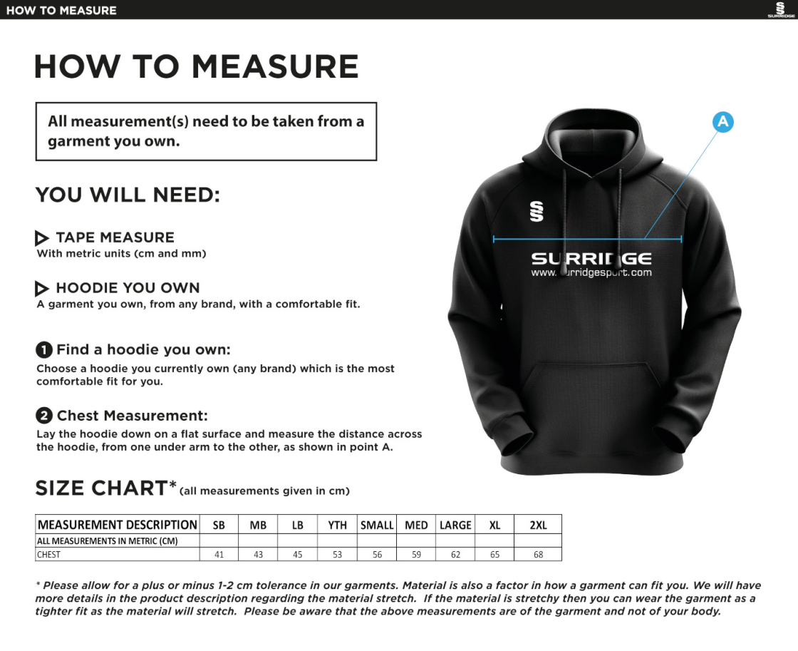 Brown Cow Rounders Blade Hoody : Black/Orange/White - Size Guide